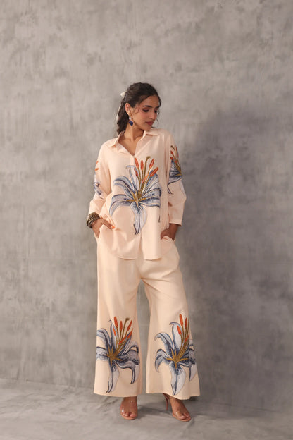 Embellished Linen Prined Co-ords
