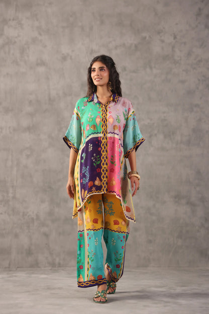 embellished aline top with straight pants. The quirky Co-ords.