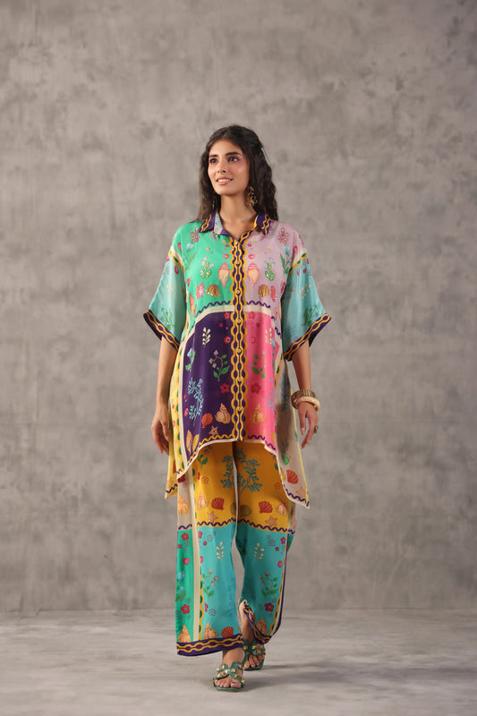 embellished aline top with straight pants. The quirky Co-ords.