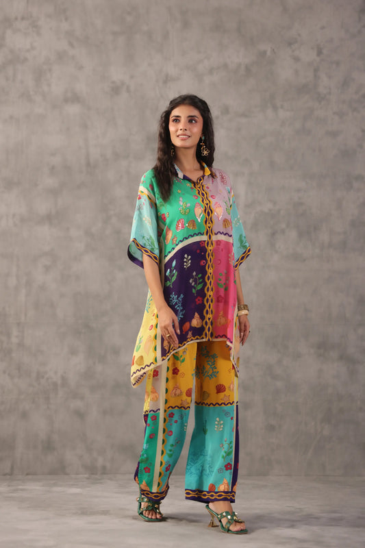 embellished aline top with straight pants. The quirky Co-ords.