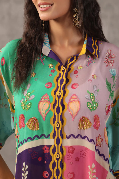 embellished aline top with straight pants. The quirky Co-ords.
