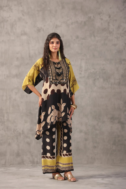 embellished aline top with straight pants. The perfect Co-ords.