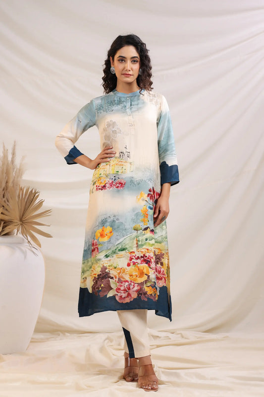 Floral Print Straight Kurti with Pant