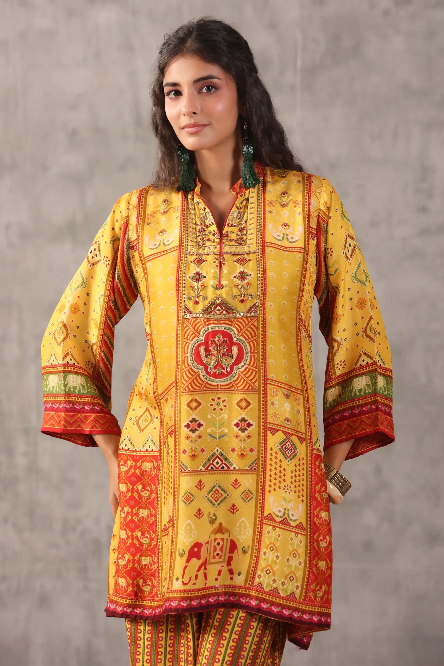 Embellished Printed Straight Kurti with Pant