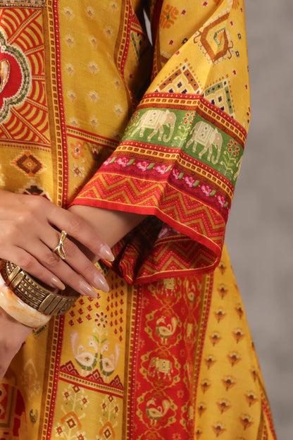 Embellished Printed Straight Kurti with Pant