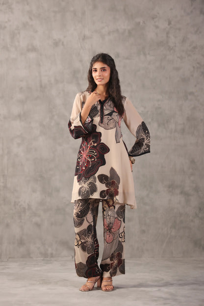 embellished aline top with straight pants. The perfect Co-ords.