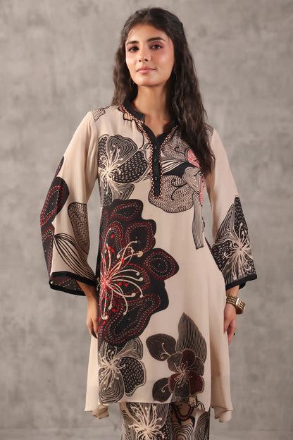 embellished aline top with straight pants. The perfect Co-ords.