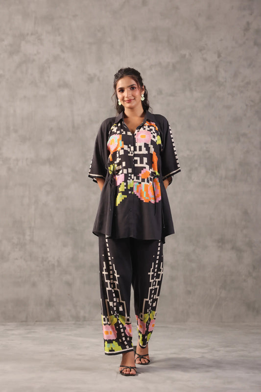 Linen Abstract Co-ords with Side String