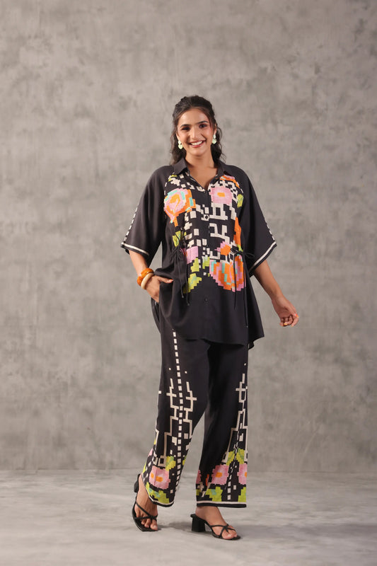 Linen Abstract Co-ords with Side String