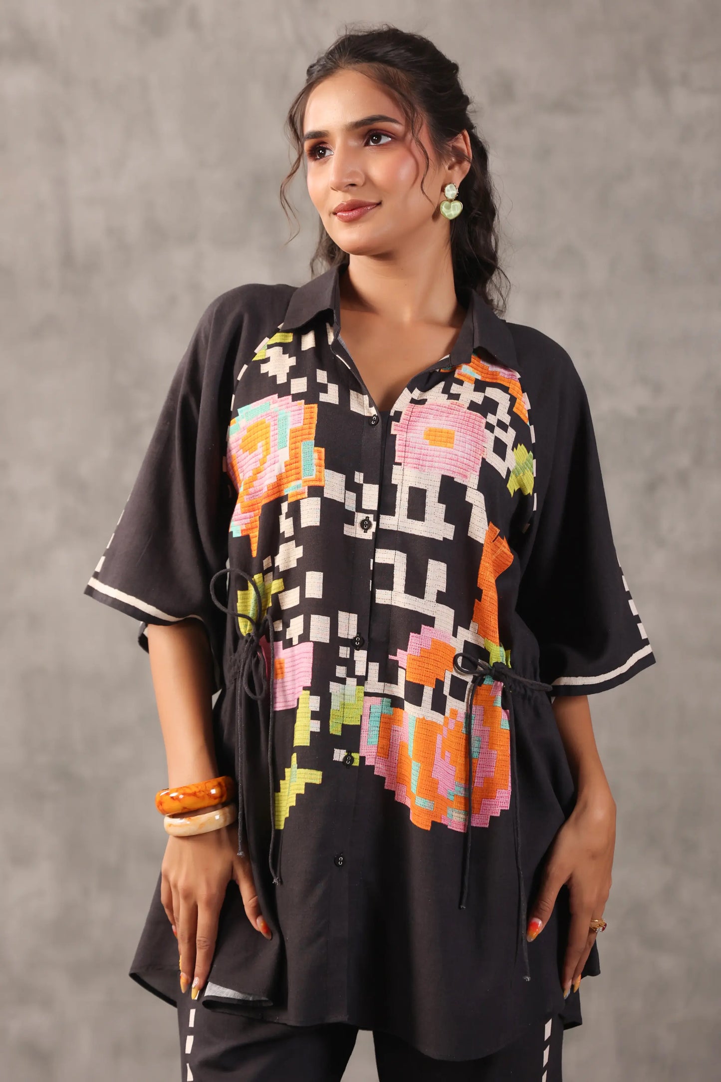 Linen Abstract Co-ords with Side String