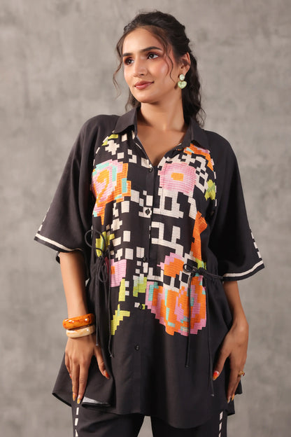 Linen Abstract Co-ords with Side String