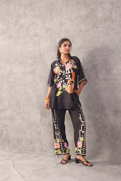 Linen Abstract Co-ords with Side String