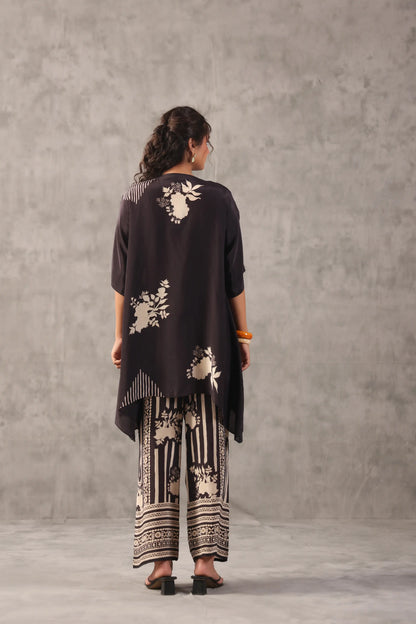 embellished aline top with straight pants. The monotone Co-ords.