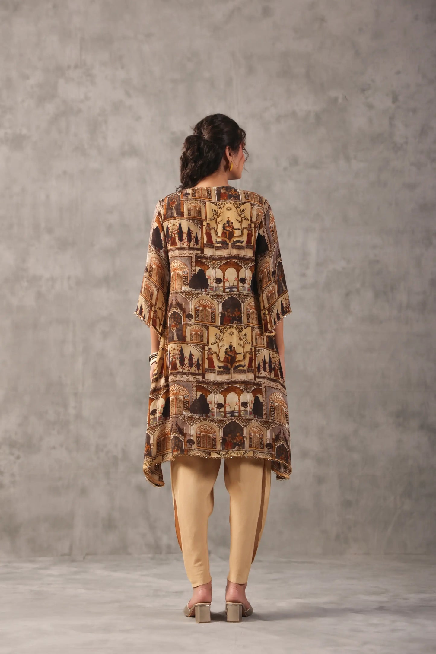 emboidered aline ethnic kurta with tulip pants