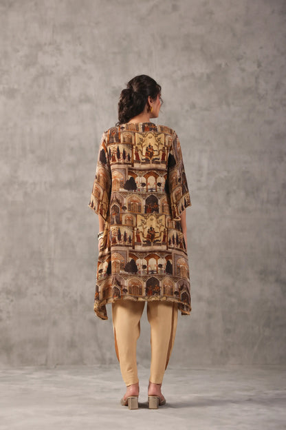 emboidered aline ethnic kurta with tulip pants