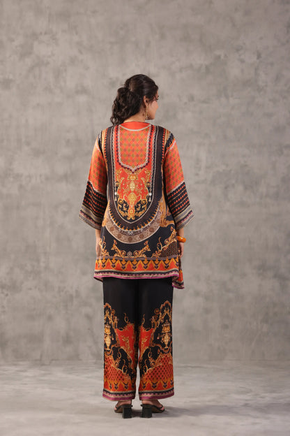 embellished aline top with straight pants. The regal Co-ords.