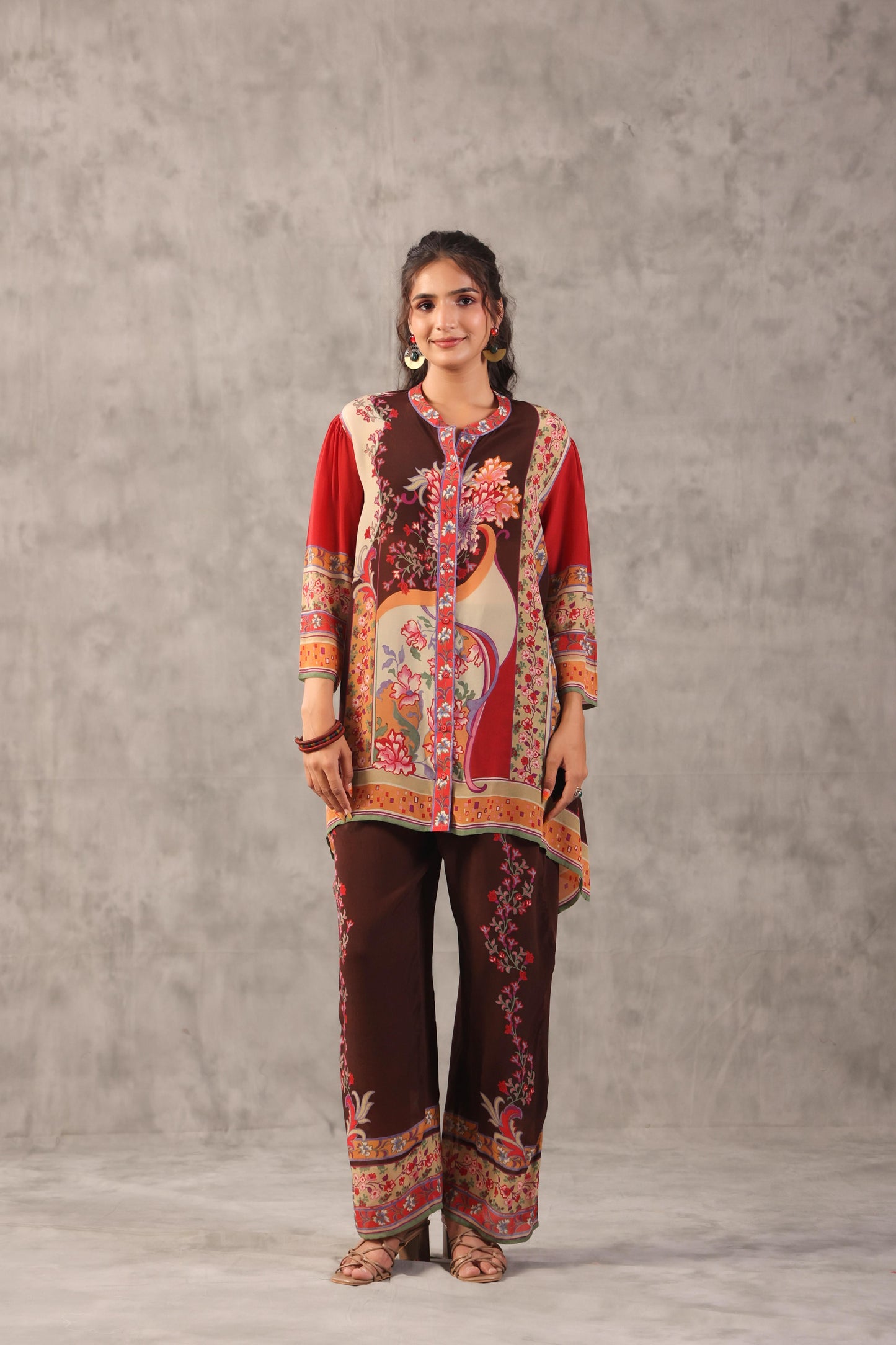 embellished aline top with straight pants. The perfect Co-ords.