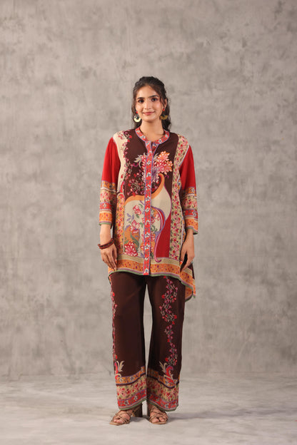 embellished aline top with straight pants. The perfect Co-ords.