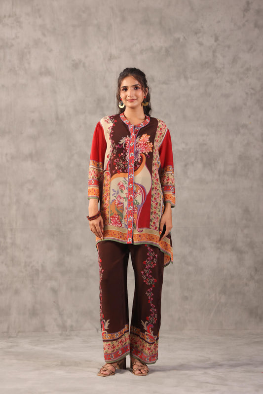 embellished aline top with straight pants. The perfect Co-ords.