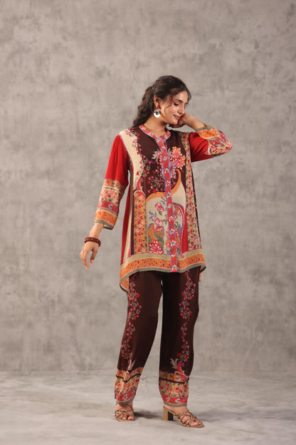 embellished aline top with straight pants. The perfect Co-ords.