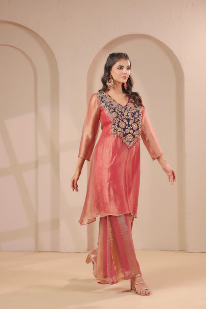 Hand emboidered kurta with palazzo
