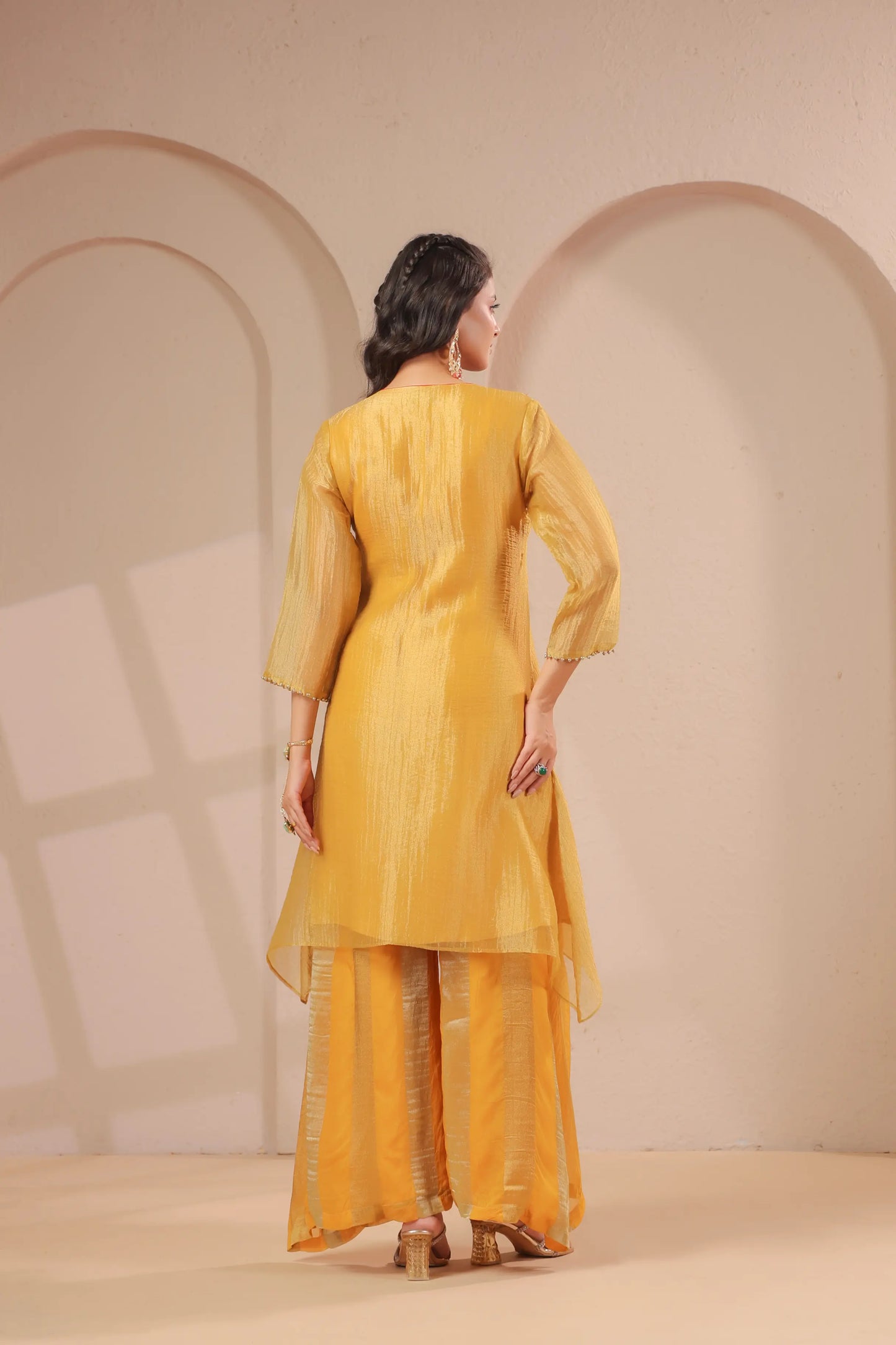Hand emboidered kurta with palazzo