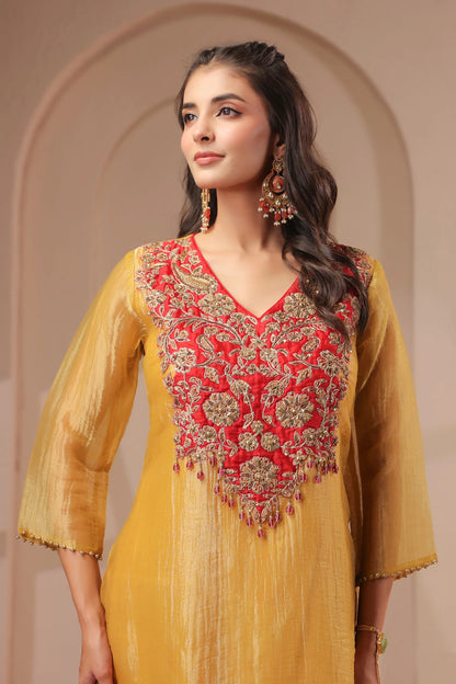 Hand emboidered kurta with palazzo
