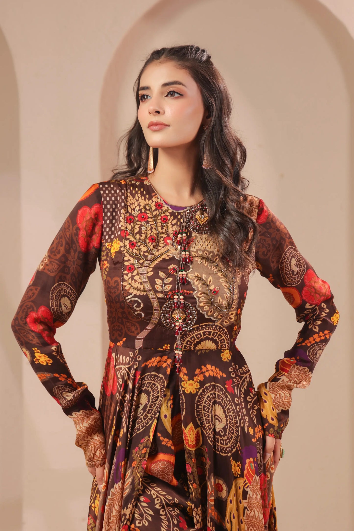 2 Piece Embroidered Printed Top wth Staright Pant