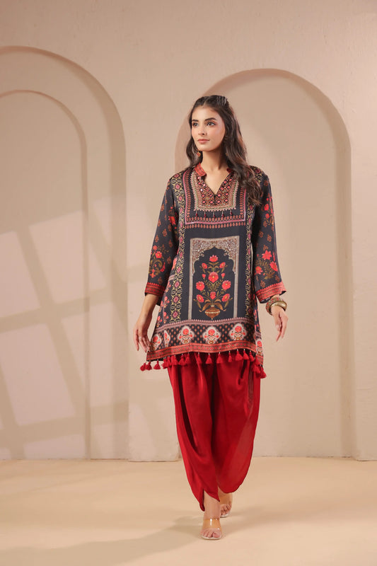 Hand Embroidered Kurta with tulip Pants