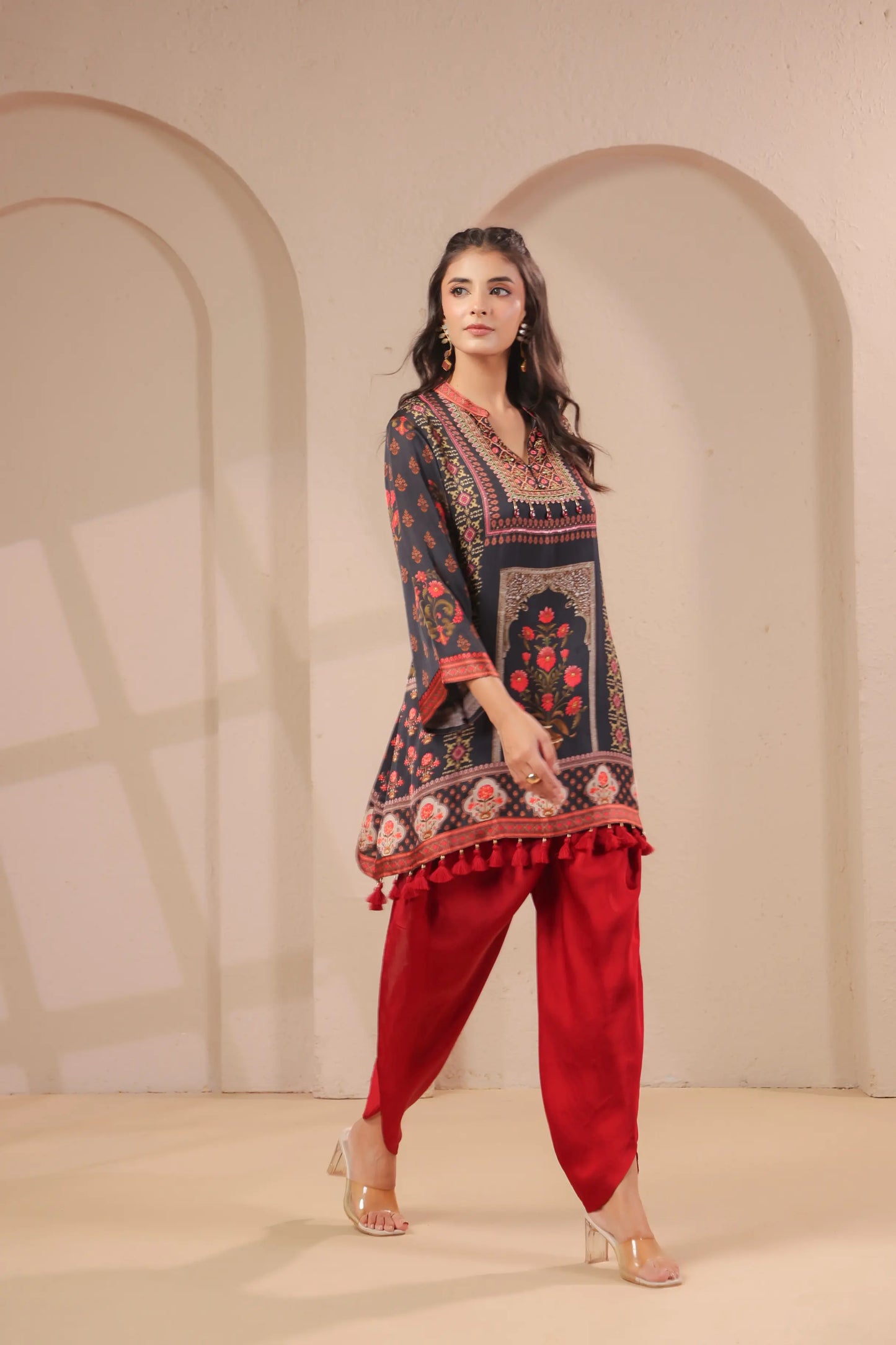 Hand Embroidered Kurta with tulip Pants