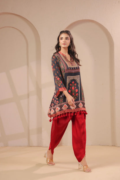 Hand Embroidered Kurta with tulip Pants