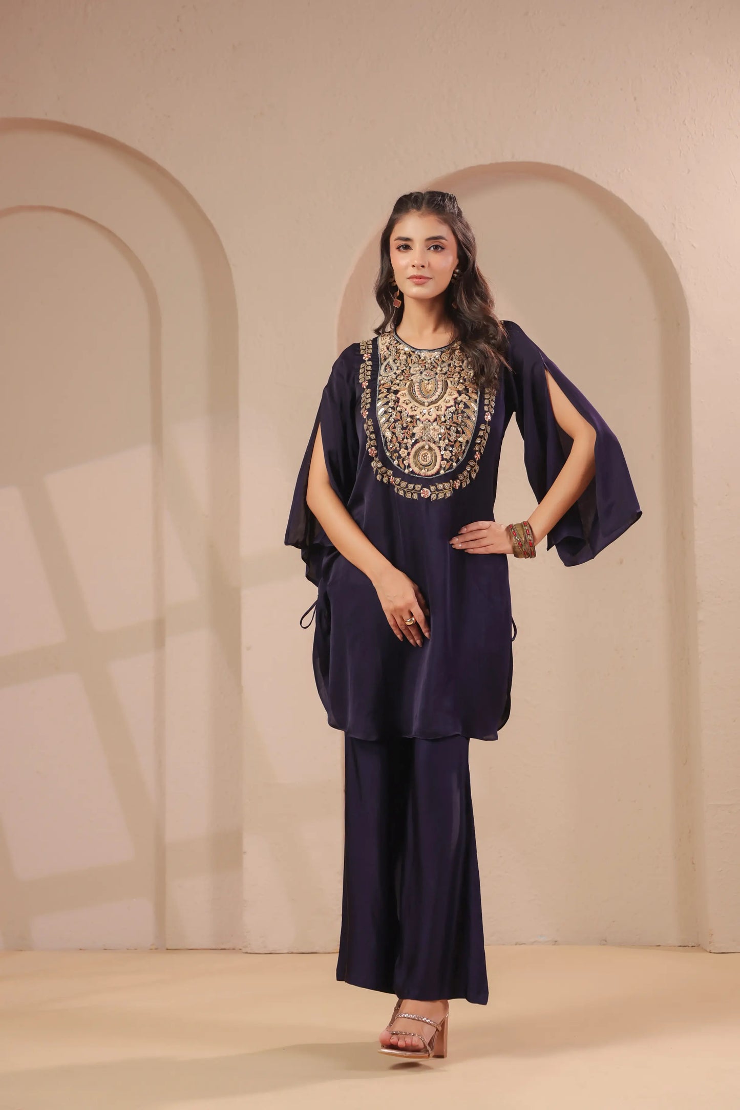 Hand emboidered kurta with palazzo