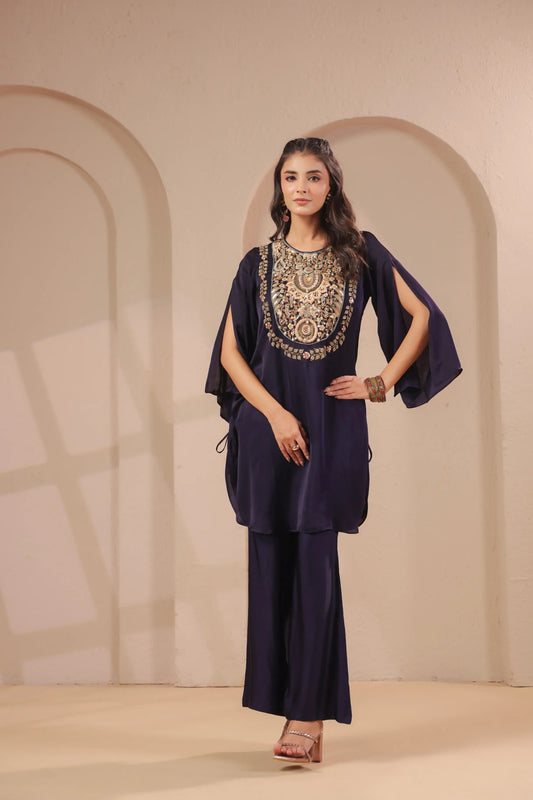 Hand emboidered kurta with palazzo