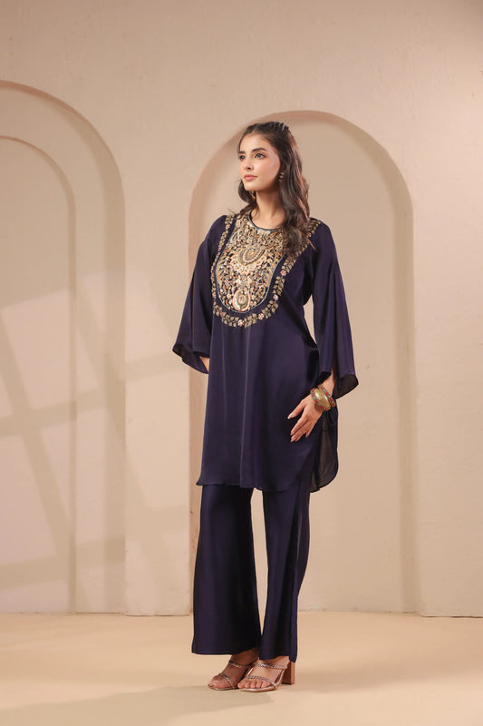 Hand emboidered kurta with palazzo