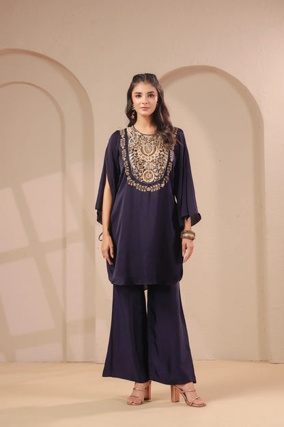 Hand emboidered kurta with palazzo