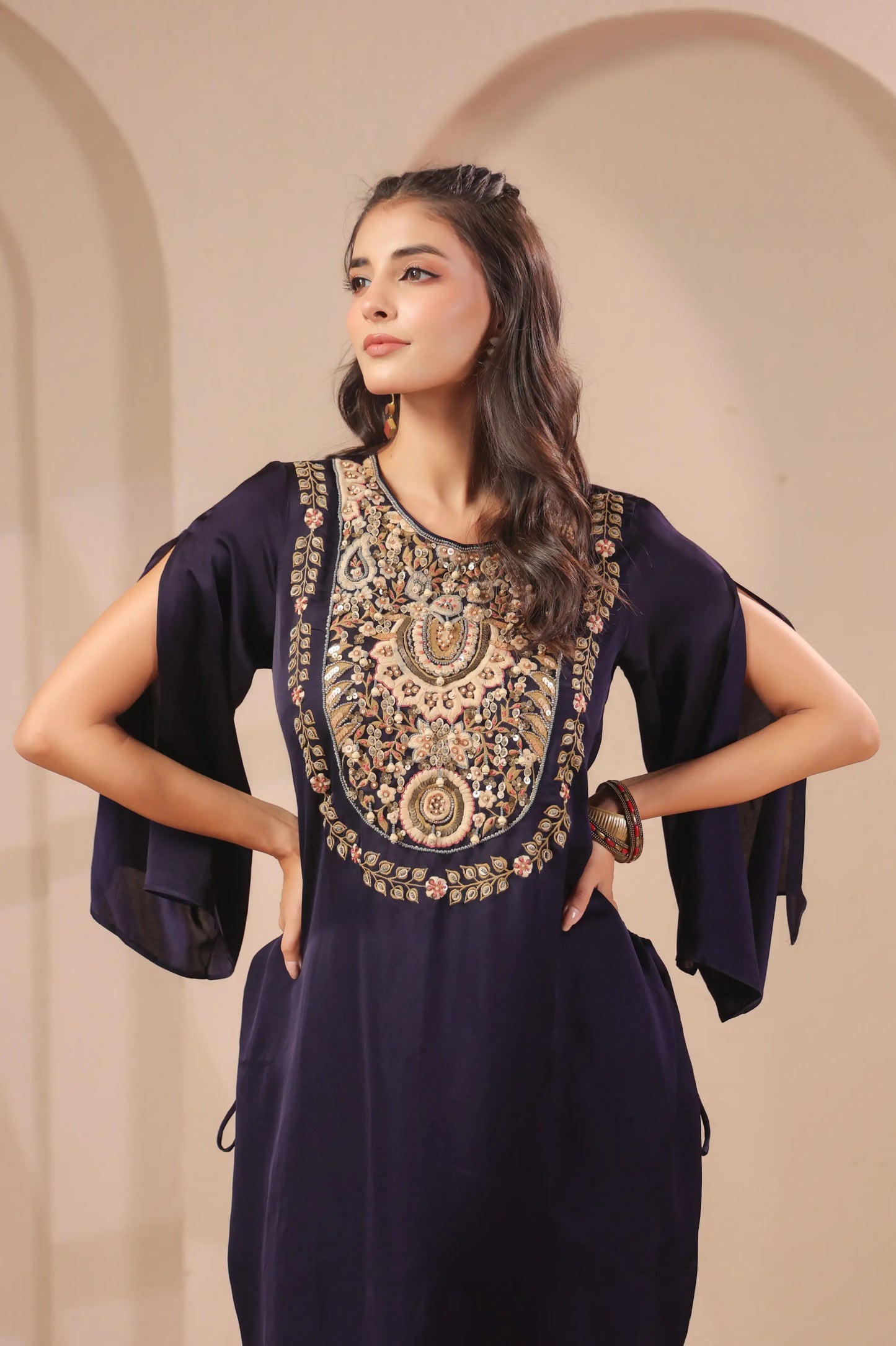 Hand emboidered kurta with palazzo