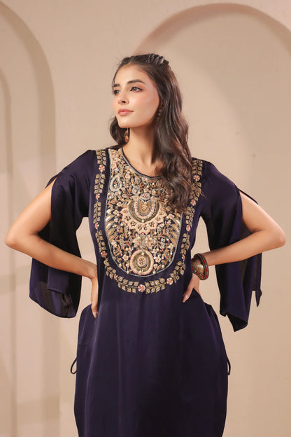 Hand emboidered kurta with palazzo