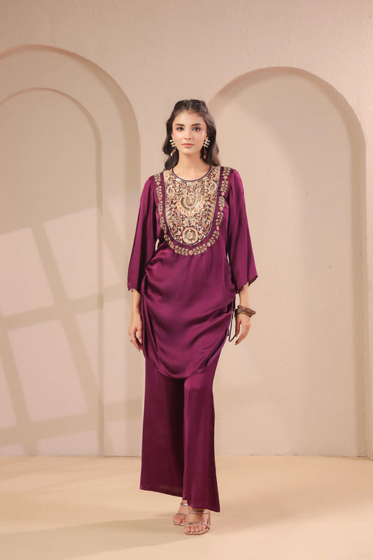 Hand emboidered kurta with palazzo