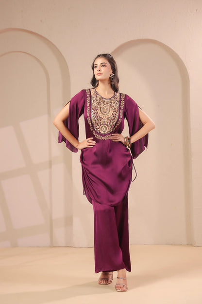 Hand emboidered kurta with palazzo