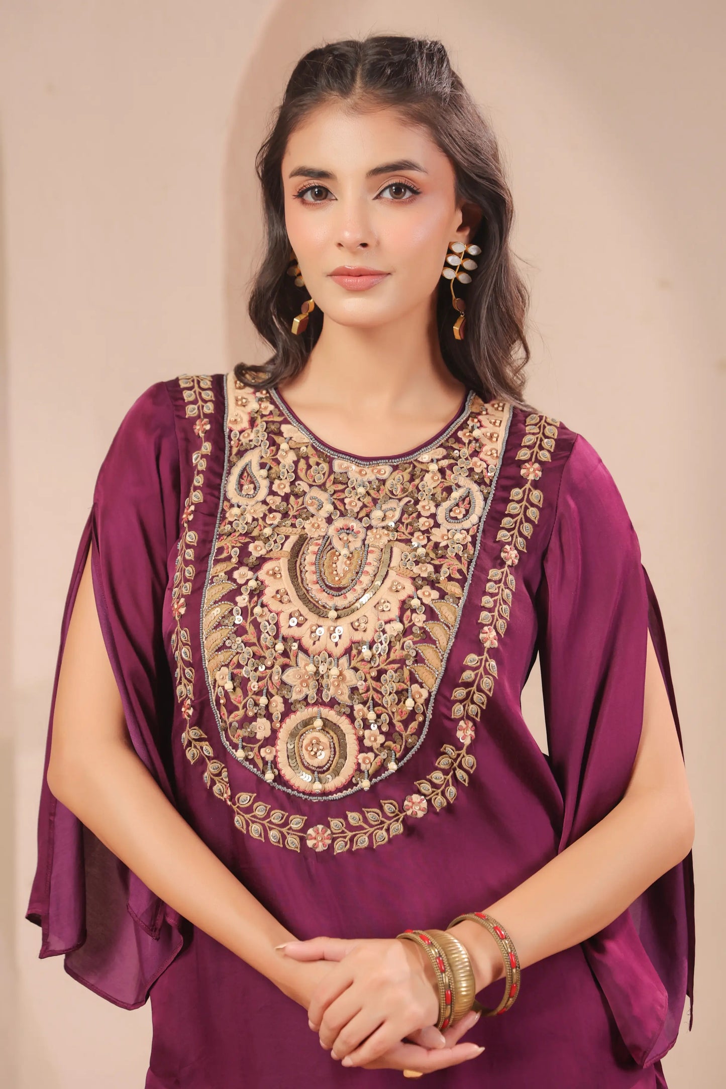 Hand emboidered kurta with palazzo