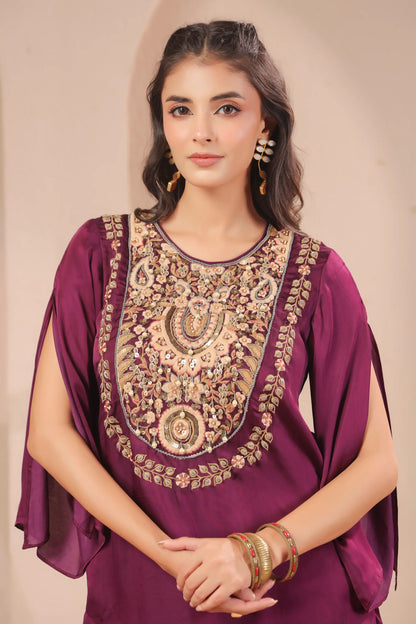 Hand emboidered kurta with palazzo