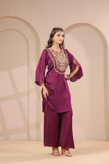 Hand emboidered kurta with palazzo