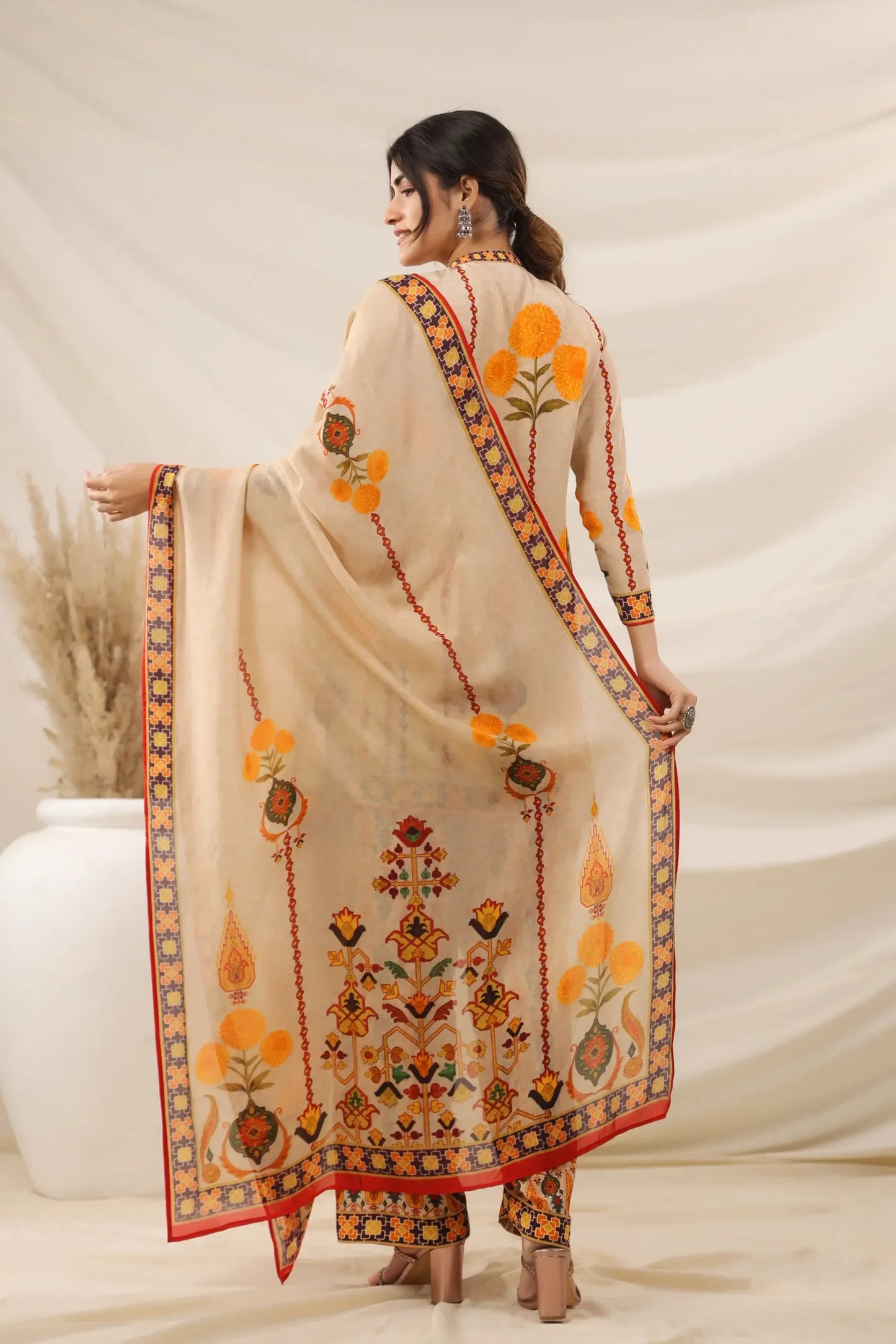 Traditional Print Co-Ord Set with Printed Dupatta