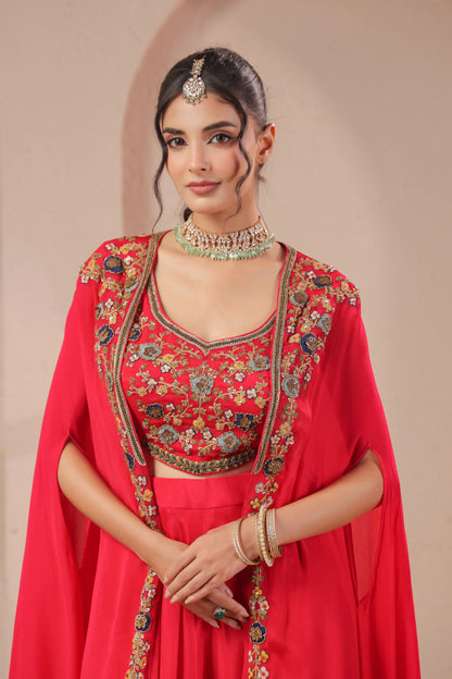 3 Piece Hand emboidered bustier and overlay with skirt palazzo