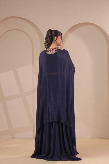 3 Piece Hand emboidered bustier and overlay with skirt palazzo