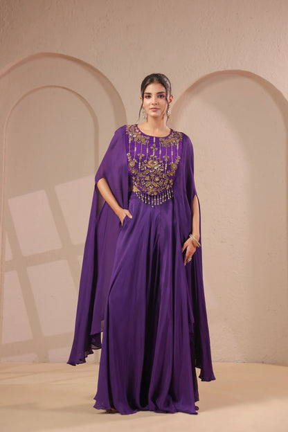2 Piece Hand emboidered bodice, flared top with skirt-palazzo