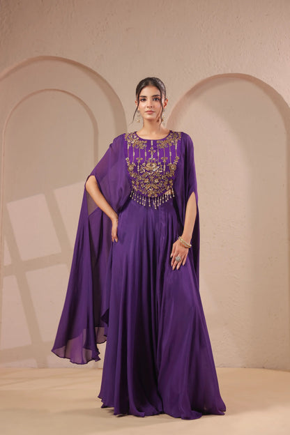 2 Piece Hand emboidered bodice, flared top with skirt-palazzo