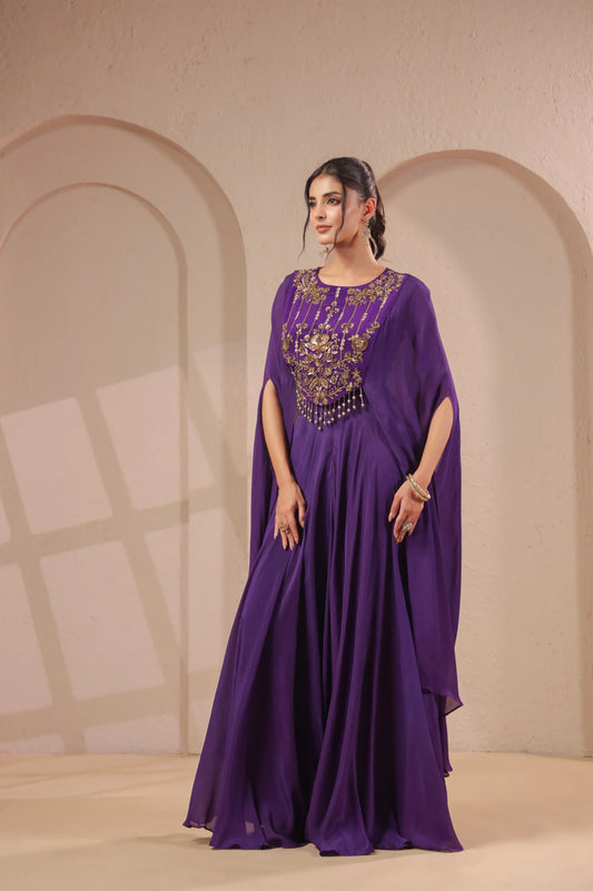 2 Piece Hand emboidered bodice, flared top with skirt-palazzo