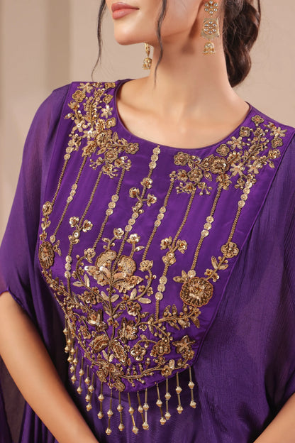 2 Piece Hand emboidered bodice, flared top with skirt-palazzo