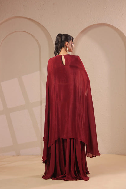 2 Piece Hand emboidered bodice, flared top with skirt-palazzo